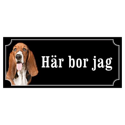 Basset hundskylt gammaldags stil emaljskylt hund Här bor jag