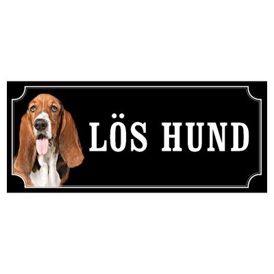 Basset hundskylt gammaldags stil emaljskylt hund Lös hund