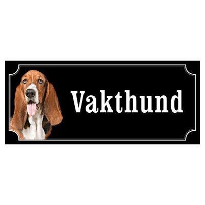 Basset hundskylt gammaldags stil emaljskylt hund Vakthund
