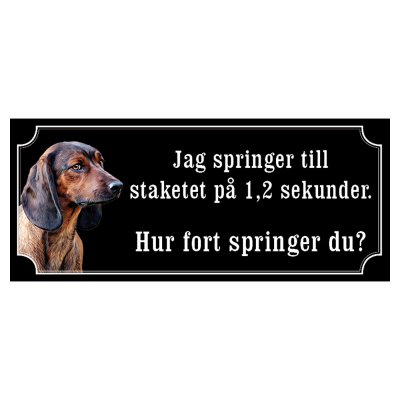 Bayersk viltspårhund hundskylt gammaldags stil emaljskylt hund