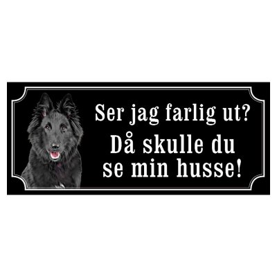 Belgisk vallhund groenendael hundskylt gammaldags stil emaljskylt hund