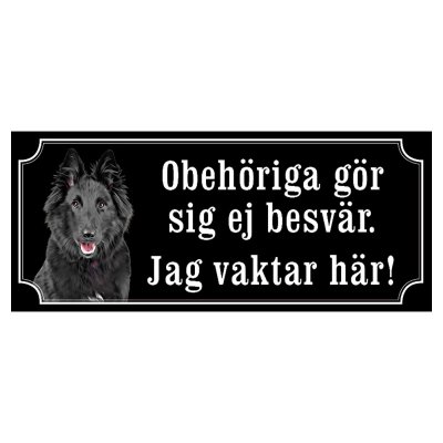 Belgisk vallhund groenendael hundskylt gammaldags stil emaljskylt hund