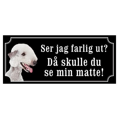 Bedlingtonterrier hundskylt gammaldags stil emaljskylt hund
