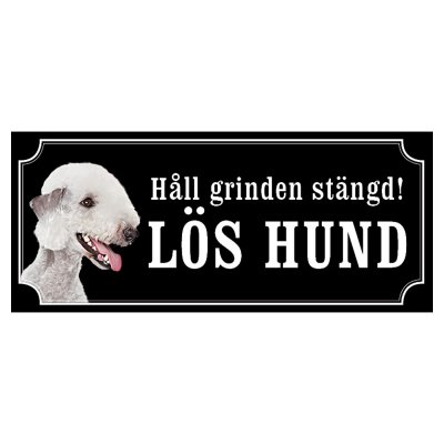 Bedlingtonterrier hundskylt gammaldags stil emaljskylt hund