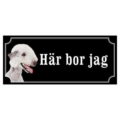 Bedlingtonterrier hundskylt gammaldags stil emaljskylt hund