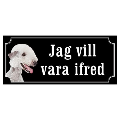 Bedlingtonterrier hundskylt gammaldags stil emaljskylt hund