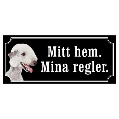 Bedlingtonterrier hundskylt gammaldags stil emaljskylt hund