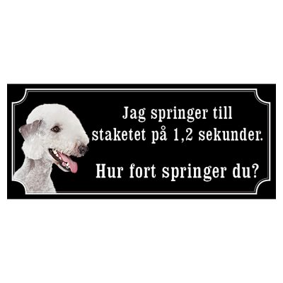 Bedlingtonterrier hundskylt gammaldags stil emaljskylt hund
