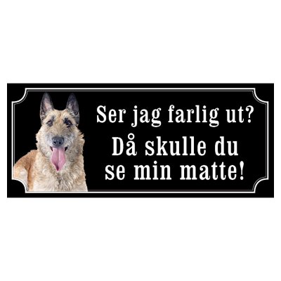 Belgisk vallhund laekenois hundskylt gammaldags stil emaljskylt hund