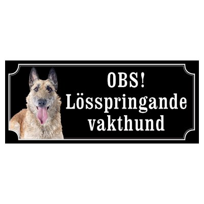 Belgisk vallhund laekenois hundskylt gammaldags stil emaljskylt hund