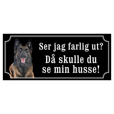 Belgisk vallhund malinois hundskylt gammaldags stil emaljskylt hund