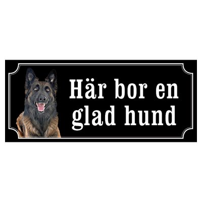 Belgisk vallhund malinois hundskylt gammaldags stil emaljskylt hund