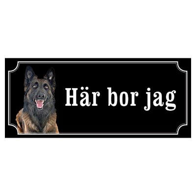 Belgisk vallhund malinois hundskylt gammaldags stil emaljskylt hund