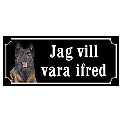 Belgisk vallhund malinois hundskylt gammaldags stil emaljskylt hund