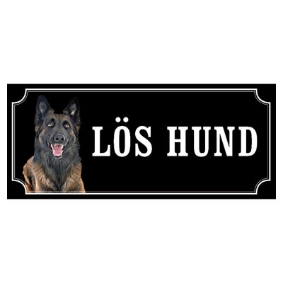 Belgisk vallhund malinois hundskylt gammaldags stil emaljskylt hund