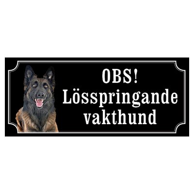 Belgisk vallhund malinois hundskylt gammaldags stil emaljskylt hund