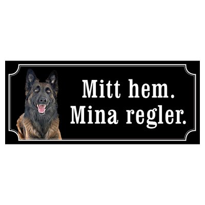 Belgisk vallhund malinois hundskylt gammaldags stil emaljskylt hund