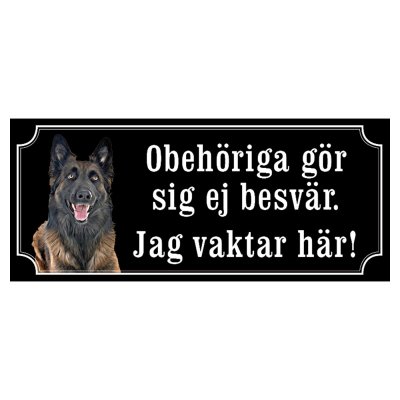 Belgisk vallhund malinois hundskylt gammaldags stil emaljskylt hund