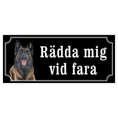 Belgisk vallhund malinois hundskylt gammaldags stil emaljskylt hund
