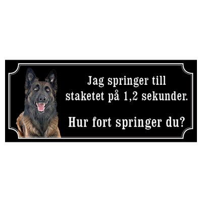 Belgisk vallhund malinois hundskylt gammaldags stil emaljskylt hund