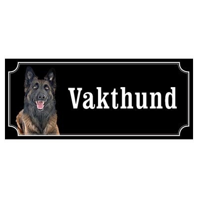 Belgisk vallhund malinois hundskylt gammaldags stil emaljskylt hund