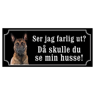 Belgisk vallhund malinois hundskylt gammaldags stil emaljskylt hund