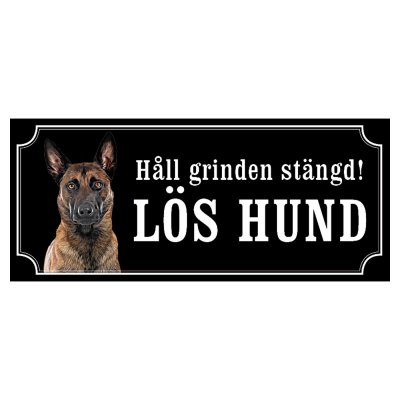Belgisk vallhund malinois hundskylt gammaldags stil emaljskylt hund