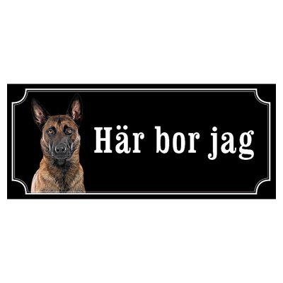Belgisk vallhund malinois hundskylt gammaldags stil emaljskylt hund