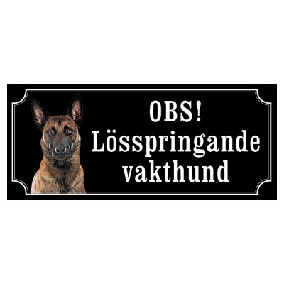 Belgisk vallhund malinois hundskylt gammaldags stil emaljskylt hund