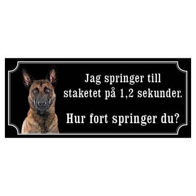 Belgisk vallhund malinois hundskylt gammaldags stil emaljskylt hund