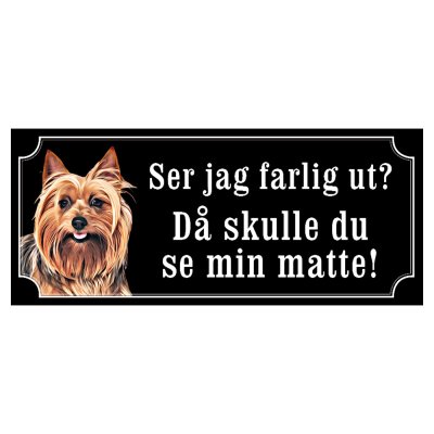 Australist terrier hundskylt gammaldags stil emaljskylt hund