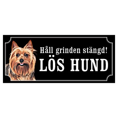 Australist terrier hundskylt gammaldags stil emaljskylt hund Håll grinden stängd lös hund