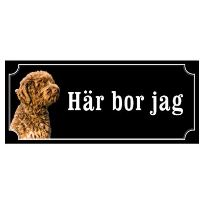 Barbet hundskylt gammaldags stil emaljskylt hund Här bor jag
