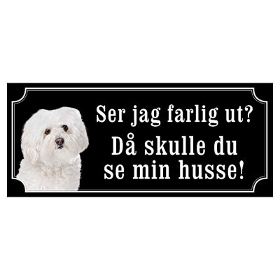 Bolognese hundskylt gammaldags stil emaljskylt hund