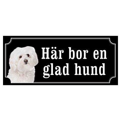 Bolognese hundskylt gammaldags stil emaljskylt hund