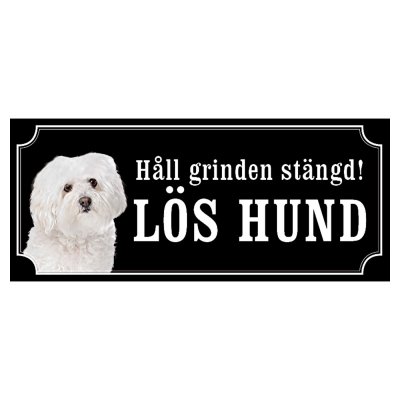 Bolognese hundskylt gammaldags stil emaljskylt hund