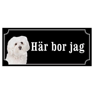 Bolognese hundskylt gammaldags stil emaljskylt hund