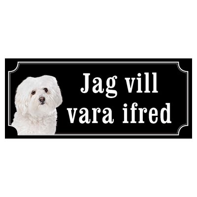 Bolognese hundskylt gammaldags stil emaljskylt hund