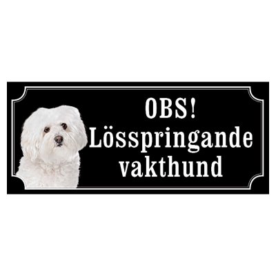 Bolognese hundskylt gammaldags stil emaljskylt hund