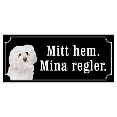 Bolognese hundskylt gammaldags stil emaljskylt hund