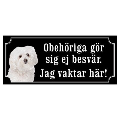 Bolognese hundskylt gammaldags stil emaljskylt hund