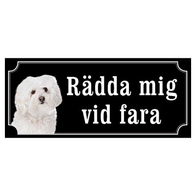 Bolognese hundskylt gammaldags stil emaljskylt hund