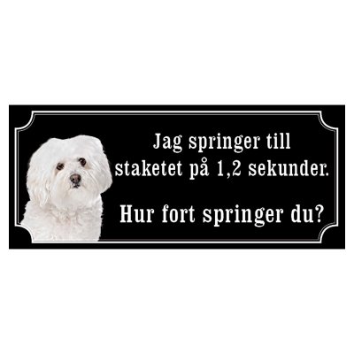 Bolognese hundskylt gammaldags stil emaljskylt hund