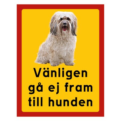 Röd/gul hundskylt, Shi-tzu hundskyltar, hundskyltar 175x225 mm