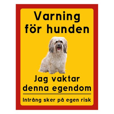 Röd/gul hundskylt, Shi-tzu hundskyltar, hundskyltar 175x225 mm