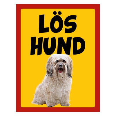 Röd/gul hundskylt, Shi-tzu hundskyltar, hundskyltar 175x225 mm