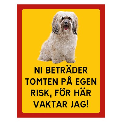 Röd/gul hundskylt, Shi-tzu hundskyltar, hundskyltar 175x225 mm