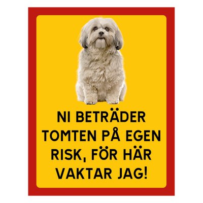 Röd/gul hundskylt, Shi-tzu hundskyltar, hundskyltar 175x225 mm