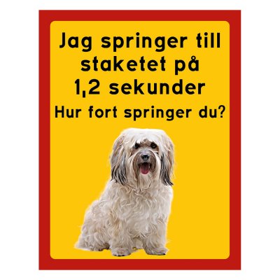 Röd/gul hundskylt, Shi-tzu hundskyltar, hundskyltar 175x225 mm