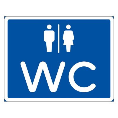 WC skylt blå/vit, kvinna/man